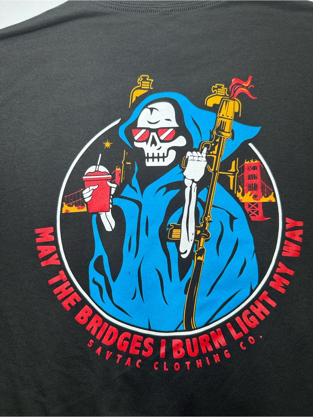 Savage Tacticians Zippo Man Graphic Tee Shirt Large Black
